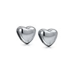 Set of 2 Simple Puff Heart Bead Charm Sterling Silver for European Bracelet