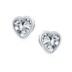 Lovers Bezel Set Green Jade Heart Stud Earrings Sterling Silver Gift - Image 7