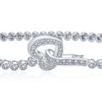 Bezel Set CZ Open Heart Tennis Bracelet & Stud Earrings Set Sterling Silver - Image 4