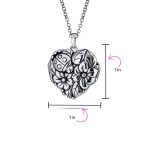 Carved Leaves Heart Locket Necklace for Photos Sterling Silver Garden Ladybug - Image 6