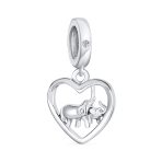 I Love You Heart Elephant Charm Bead Sterling Silver for European Bracelet