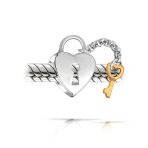 Heart Shape Lock & Key Charm Bead Gold Plated .925 Sterling Silver For Bracelet - Image 4