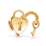 Heart Shape Lock & Key Charm Bead Gold Plated .925 Sterling Silver For Bracelet - Image 5