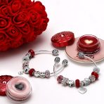 Initial Monogram Crystal Heart Dangle Charm Bead Sterling Silver Birthstone - Image 22