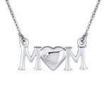 Mother Day Inspirational Message Words MOM Heart Pendant Mother Necklace .925 Sterling Silver