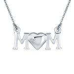 Mother Day Inspirational Message Words MOM Heart Pendant Mother Necklace .925 Sterling Silver