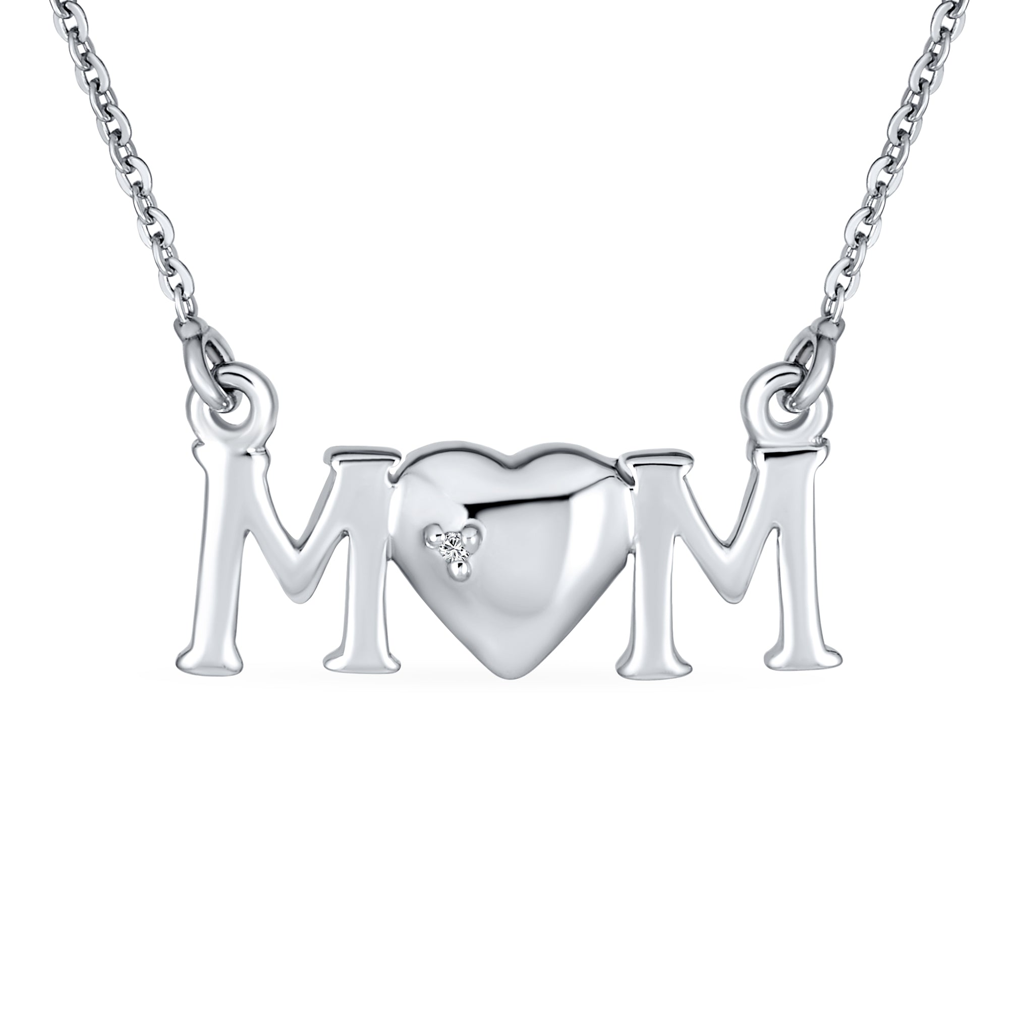 heart-message-block-letters-mom-pendant-srn-124065n-az-01 Mother Day Inspirational Message Words MOM Heart Pendant Mother Necklace .925 Sterling Silver - Image 1
