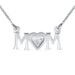 Mother Day Inspirational Message Words MOM Heart Pendant Mother Necklace .925 Sterling Silver - Image 2