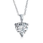 Romantic 5CT CZ Cubic Zirconia Heart-Shaped Solitaire Pendant Necklace .925 Sterling Silver