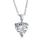 Romantic 5CT CZ Cubic Zirconia Heart-Shaped Solitaire Pendant Necklace .925 Sterling Silver