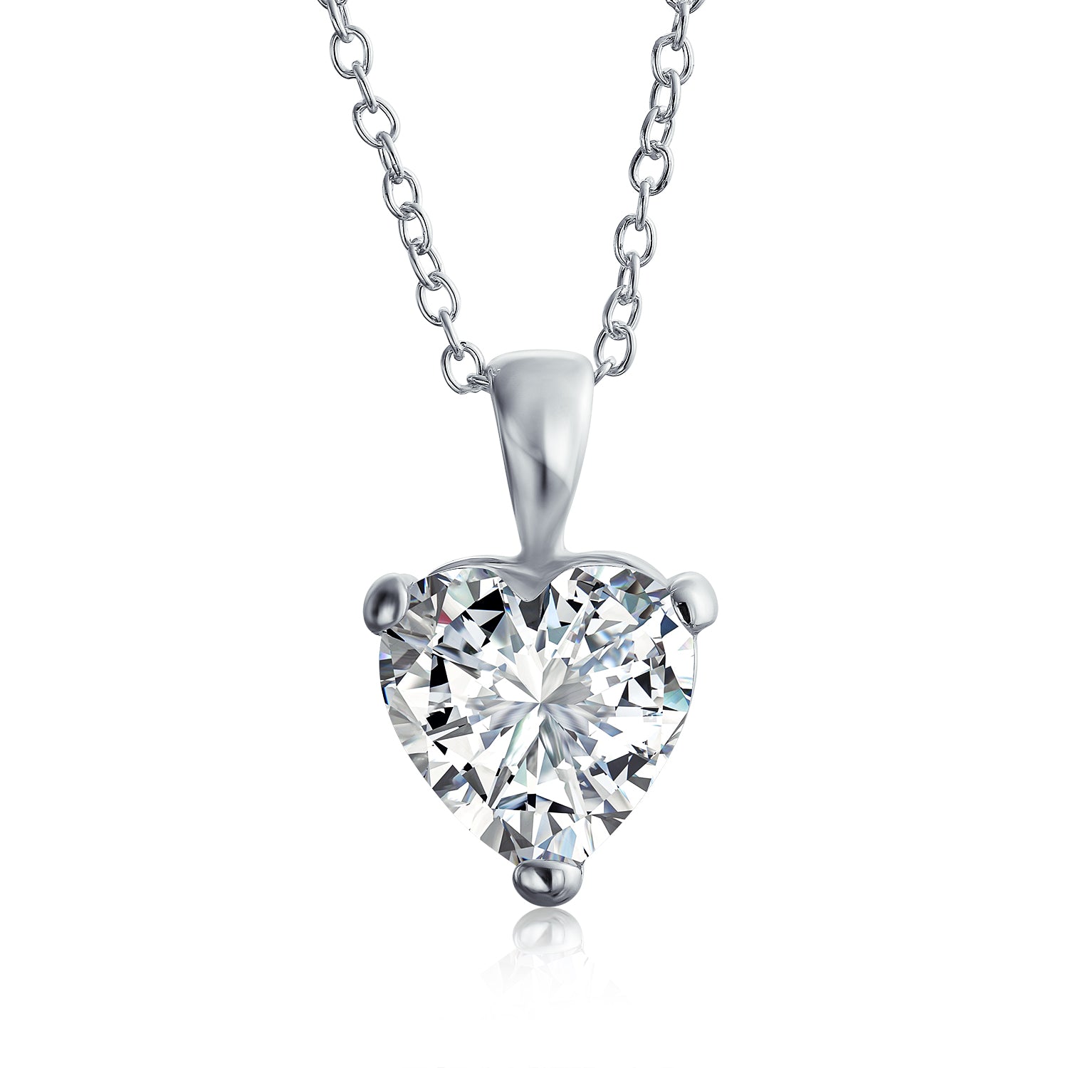 heart-necklace-bridal-sterling_n-pheart-16inches_1 Romantic 5CT CZ Cubic Zirconia Heart-Shaped Solitaire Pendant Necklace .925 Sterling Silver - Image 1