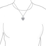 Large CZ Puff Heart Shape Pendant Necklace Silver Filigree - Image 3