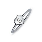 Tiny Blank Heart Shape for Initial Monogram Signet Ring .925 Sterling Silver - Image 14