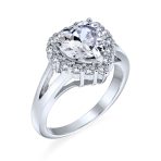 Romantic 3CT Heart Shape CZ Halo Engagement Ring in Sterling Silver Split Band - Image 2