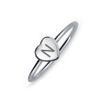 Tiny Blank Heart Shape for Initial Monogram Signet Ring .925 Sterling Silver - Image 11