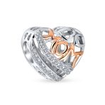 Mother Loving Family Heart Charm Bead Rose Gold Silver Fits European Bracelet