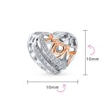 Mother Loving Family Heart Charm Bead Rose Gold Silver Fits European Bracelet - Image 3
