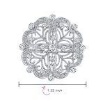 Art Deco Style Romantic Filigree CZ Floral Round Scarf Brooch Pin Silver Plated - Image 4