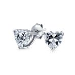 Heart Shaped CZ Stud Earrings Rose Gold Sterling Silver