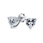 Heart Shaped CZ Stud Earrings Rose Gold Sterling Silver