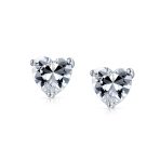Heart Shaped CZ Stud Earrings Rose Gold Sterling Silver - Image 3