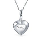Keepsake Puff Heart Locket Pendant Memorial Jewelry Necklace .925 Sterling Silver - Image 2