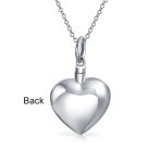 Keepsake Puff Heart Locket Pendant Memorial Jewelry Necklace .925 Sterling Silver - Image 3