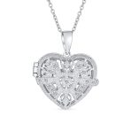 Filigree Flower Aromatherapy or Diffuser Keepsake Photo Heart Shape Locket Pendant Necklace Sterling Silver