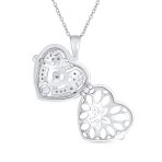 Filigree Flower Aromatherapy or Diffuser Keepsake Photo Heart Shape Locket Pendant Necklace Sterling Silver - Image 2