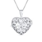 Filigree Flower Aromatherapy or Diffuser Keepsake Photo Heart Shape Locket Pendant Necklace Sterling Silver - Image 3