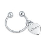 Heart Shape Blank ID Tag Keychain Horseshoe Key Ring Screw Tip .925 Sterling Silver - Image 2