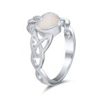BFF Celtic Irish Friendship Promise Created Opal Claddagh Ring Sterling Silver - Image 2