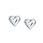 Set of 2 Double Open Heart Shaped Puffed Stud Earrings Rose Gold Plated Silver - Image 2
