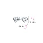 Small Heart Shaped Puffed Stud Earrings for Girlfriend, Sterling Silver 8MM - Image 4