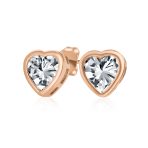 Lovers Bezel Set Green Jade Heart Stud Earrings Sterling Silver Gift - Image 2