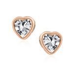 1CT Heart CZ Stud Earrings Rose Gold Silver 7MM Bezel Set - Image 4
