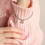 Personalize Alphabet Initial Heart Charm Ball Bead Stretch Bracelet Sterling Silver - Image 3
