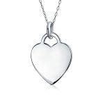 Personalized Engraving Small Blank Heart Shape Pendant Necklace Sterling Silver