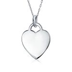 Personalized Engraving Small Blank Heart Shape Pendant Necklace Sterling Silver