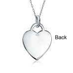 Personalized Engraving Small Blank Heart Shape Pendant Necklace Sterling Silver - Image 2
