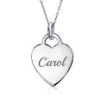 Personalized Engraving Small Blank Heart Shape Pendant Necklace Sterling Silver - Image 5