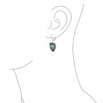 Boho Bali Dangle Gemstone Earrings Turquoise Heart Leverback - Image 3