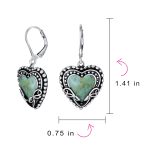 Boho Bali Dangle Gemstone Earrings Turquoise Heart Leverback - Image 4