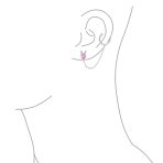 Tiny Pink CZ Ear Cuff Chain Heart Stud Earrings For Earlobe .925 Sterling Silver For Pierced Ear - Image 3