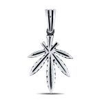 Retro Marijuana Leaf Pendant Necklace Oxidized .925 Sterling Silver - Image 2