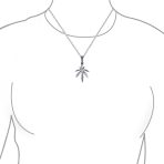 Retro Marijuana Leaf Pendant Necklace Oxidized .925 Sterling Silver - Image 3
