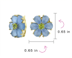Garden CZ Center Blue Jade Flower Clip On Earrings Gold Sterling Silver for Non-Pierced Ears - Image 5