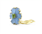 Garden CZ Center Blue Jade Flower Clip On Earrings Gold Sterling Silver for Non-Pierced Ears - Image 3