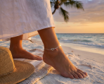 Lover Kiss & Lip Red Heart Charm Anklet Link Ankle Bracelet Sterling Silver 9-10 Inch Adjustable - Image 3