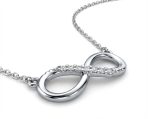 Romantic Forever Love Knot Symbol Sideways Infinity Pendant Necklace Sterling Silver - Image 2